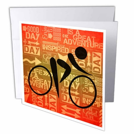 3drose Bicycle Rider Silhouette Sunset Hues With Adventure Word Art Greeting Cards 6 X 6 Inches Set Of 12 - 