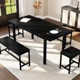 thumbnail image 3 of EDTara Modern Extendable Dining Table, 63” Kitchen Table Set with Benches and Stools for 8, Easy to Assemble, 3 of 9