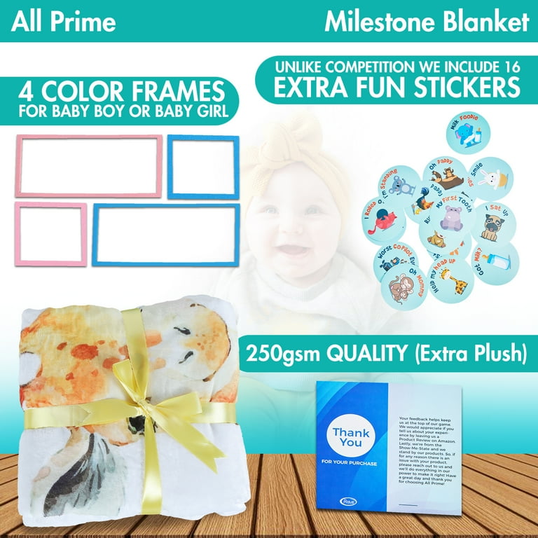 All Prime Monthly Baby Milestone Blanket for Baby Girl or Boy 4