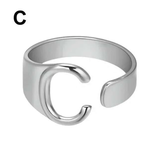 CUITING Fashion Adjustable Initial Alphabet Letter A-Z Ring Finger Rings Women Jewellery-Silver C