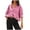 Hot Pink, variant on Women's Shirts Ruffle Trim 3/4 Sleeve Button Down Crop Tops Fashion Loose Striped Summer Blouses