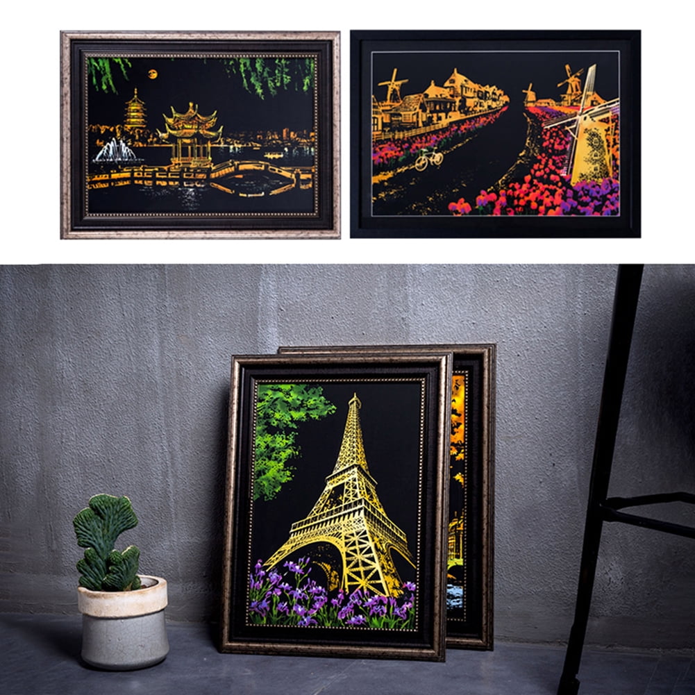 Yoone City Scratch Painting Drawing Paper DIY Art Craft Scratchboard Wall  Decoration 