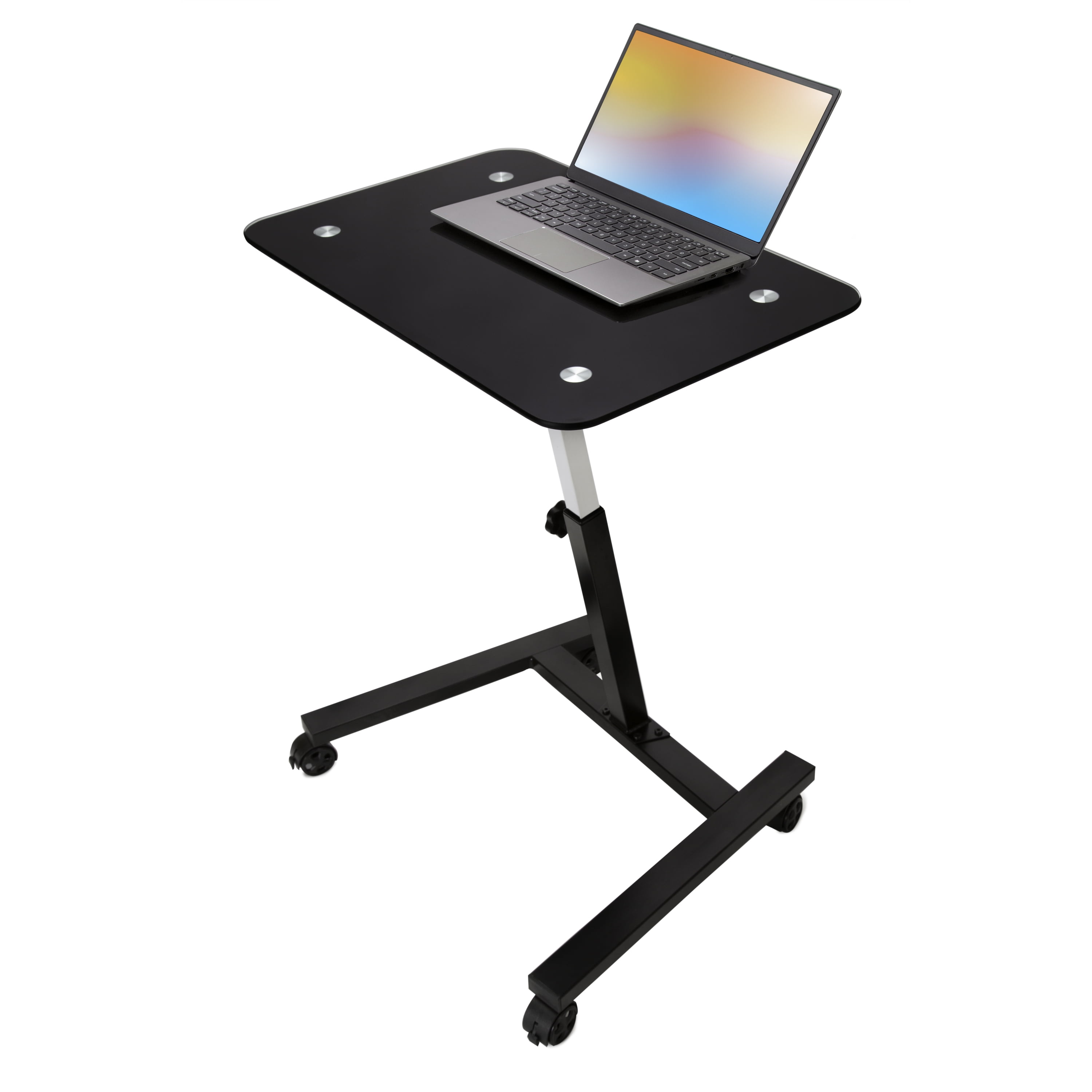 GFHFHITJ Sit-Stand Portable Mobile Laptop Desk Notebook Tables Cart Side Table Moveable Bed Tray Book Stand Computer Desk with Adjustable Top and Casters Black 