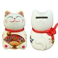 thumbnail image 3 of Small Lucky Cat Coin Bank - Feng Shui Maneki Neko Ceramic Piggy Bank for Good Luck & Prosperity, Feng Shui Ornament Money Fortune Cat Gift Decorations for Home, Office, Store - 4.75" Height Fan 4, 3 of 7