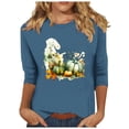 thumbnail image 2 of QIPOPIQ Womens Tops Chemises à Manches 3/4 Col Rond Blouses Décontractées Amples Liquidation, 2 of 5