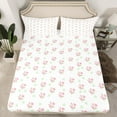 thumbnail image 2 of Homewish Lovely Floral Twin Sheet Sets,Kawaii Flower Daisy Twin Fitted Sheet,Pink White Flat Sheet For Kids,Ultra Soft Home Decor,3-Piece, 2 of 7