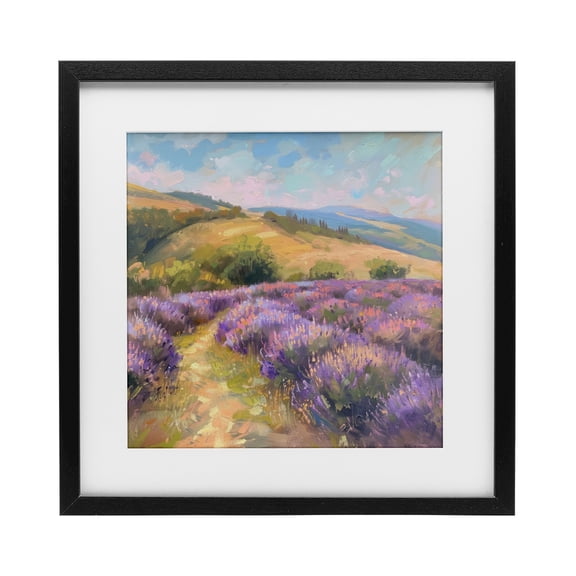 Stupell Industries Lavender Field Hills Black Framed Print Under Glass design by LSR Creative Studio, 13 x 13