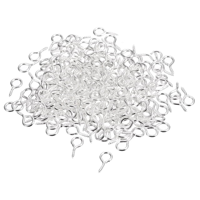 200uds Pequeño Tornillo Ojo Pasadores Ganchos Mini Ojales Tornillos Roscados, 6,5x13x1,2mm Autorroscante Tornillo para Joyería Fabricación DIY Artesanía, Plateado Tono