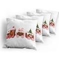 thumbnail image 5 of Ambesonne Christmas Throw Pillow Cover 4 Pack, Gingerbread Train, 18", White Brown Vermilion, 5 of 7