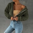 thumbnail image 3 of Gytharion Cropped Fluffy Fleece Cardigan Jackets for Women Fuzzy Warm Winter Coat Fashion Solid Long Sleeve Plush Outerwear Soft Cozy Full Zip Up Hooded Jacket, 3 of 8