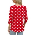 thumbnail image 4 of EchfiProm Womens Relaxed Fit Tops Crew Neck Red T-Shirts Fall Polka Dot Pullover 3/4 Sleeve for Ladies, 4 of 7