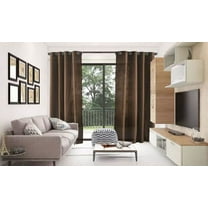 2 PANEL MIRA SOLID BROWN COFFEE SEMI SHEER WINDOW FAUX SILK ANTIQUE BRONZE GROMMETS CURTAIN DRAPES 55 WIDE X 84" LENGTH