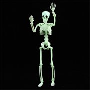 Weloille Glow-in-the-Dark Halloween Skeleton, 1.31Ft Realistic Plastic Human Bone, 8H Luminous Effect After Light Exposure, Spooky Decor for House Party