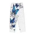 thumbnail image 4 of Naloa Blue Flying Butterflies Print Women’s Ultra-Soft Comfy Pajama Lounge Pants with Pockets & Drawstring, 4 of 8