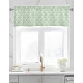 thumbnail image 2 of Green Scroll Floral Kitchen Valances for Windows Farmhouse Linen Window Valance Curtain for Living Room Window Treatment Baroque Damask Medallion Pattern Valance Rod Pocket Topper Drape, 54 x 18 Inch, 2 of 6