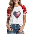 thumbnail image 4 of Youyipin Womens Tops 4Th Of July Plus Size Usa Color-Blocking American Flag Crew Neck Graphic T-Shirt Short Sleeve Shirts For Women, 4 of 4