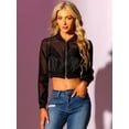 thumbnail image 4 of Chaqueta bomber corta para mujer, informal, ligera, con cremallera Negro XL, 4 of 6