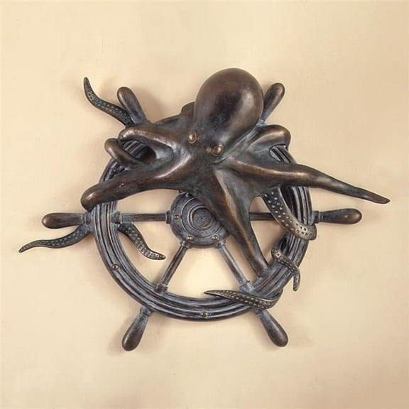 SPI Home San Pacific 34560 Octopus & Ships Wheel Wall Plaque