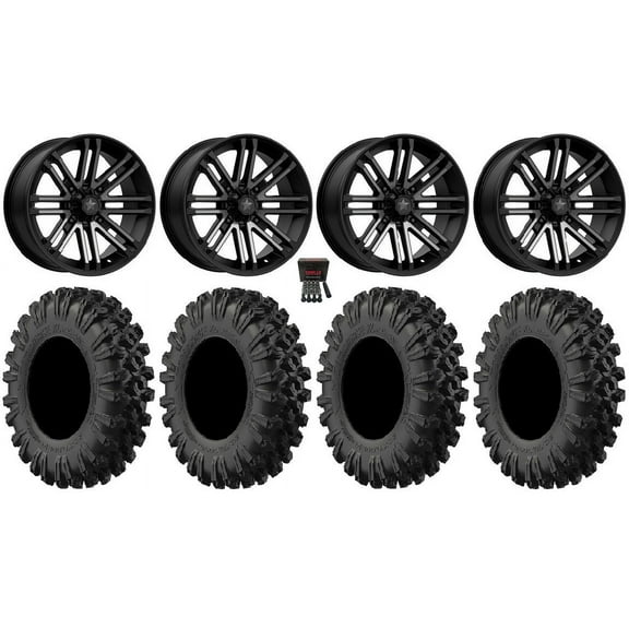 MSA Black Rogue 16" UTV Wheels 30" MotoRavage XL Tires Polaris RZR XP 1000 / PRO XP / Ranger XP 900/1000