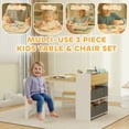 thumbnail image 4 of KWUXIN Kids Art Table & Easel Chair Set with Paper Roll, Toddler Desk and Chairs Set with Storage Shelves and Drawers,Activity Craft and Play Table for Writing Drawing Aged 3-8 Years Old,Natural Wood, 4 of 11