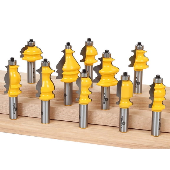 Yonico 10 Bit Architectural Molding Router Bit Set - 1/2" Shank - 16101