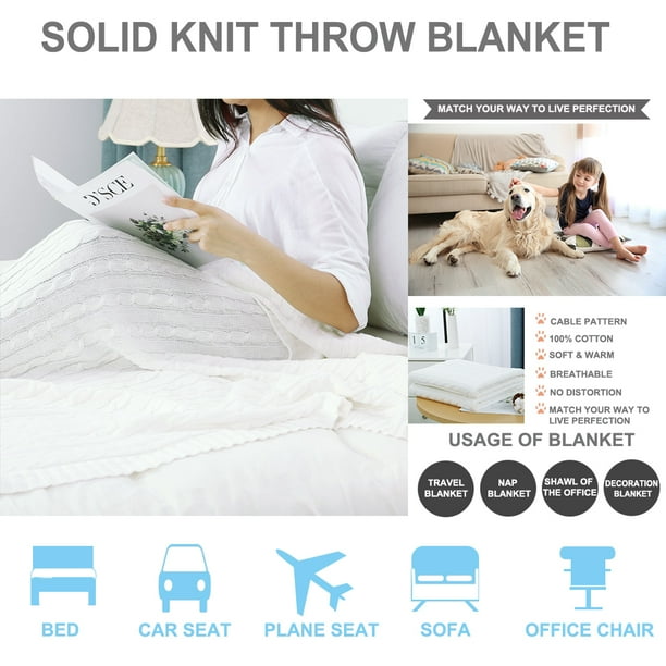 Unique Bargains Cotton Blanket Decorative Cable Knitted Throw Soft Knit Blanket Walmart