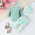 thumbnail image 6 of TOWED22 Newborn Outfit Baby Girl Going Home Outfit Ruffle Ribbed Romper Top Floral Pants Set Cute Fall Winter 4Pcs Clothes,0-1 M, 6 of 9
