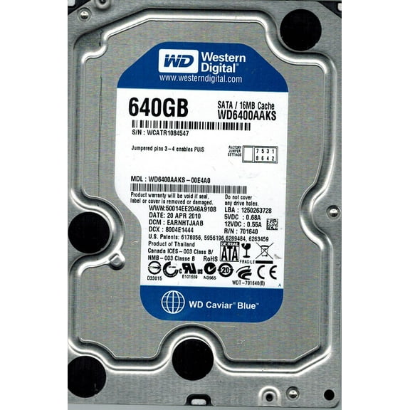 Western Digital WD6400AAKS-00E4A0 640GB DCM: EARNHTJAAB
