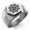 Silver, variant on Stainless Steel Nagao Samurai Crest Engraved Hexagon Crest Flat Top Biker Style Polished Ring
