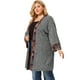 thumbnail image 4 of Women's Plus Size Cardigan Contrast Placket Kimono Sleeves Knit Open Front Cardigans Dark Gray 2X, 4 of 7