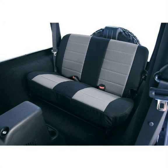 Rugged Ridge by RealTruck Seat Covers for Wrangler TJ | Rear, UV Treated Poly Cotton Fabric, Gray | 13282.09 | Compatible with 2003-2006 Jeep Wrangler TJ