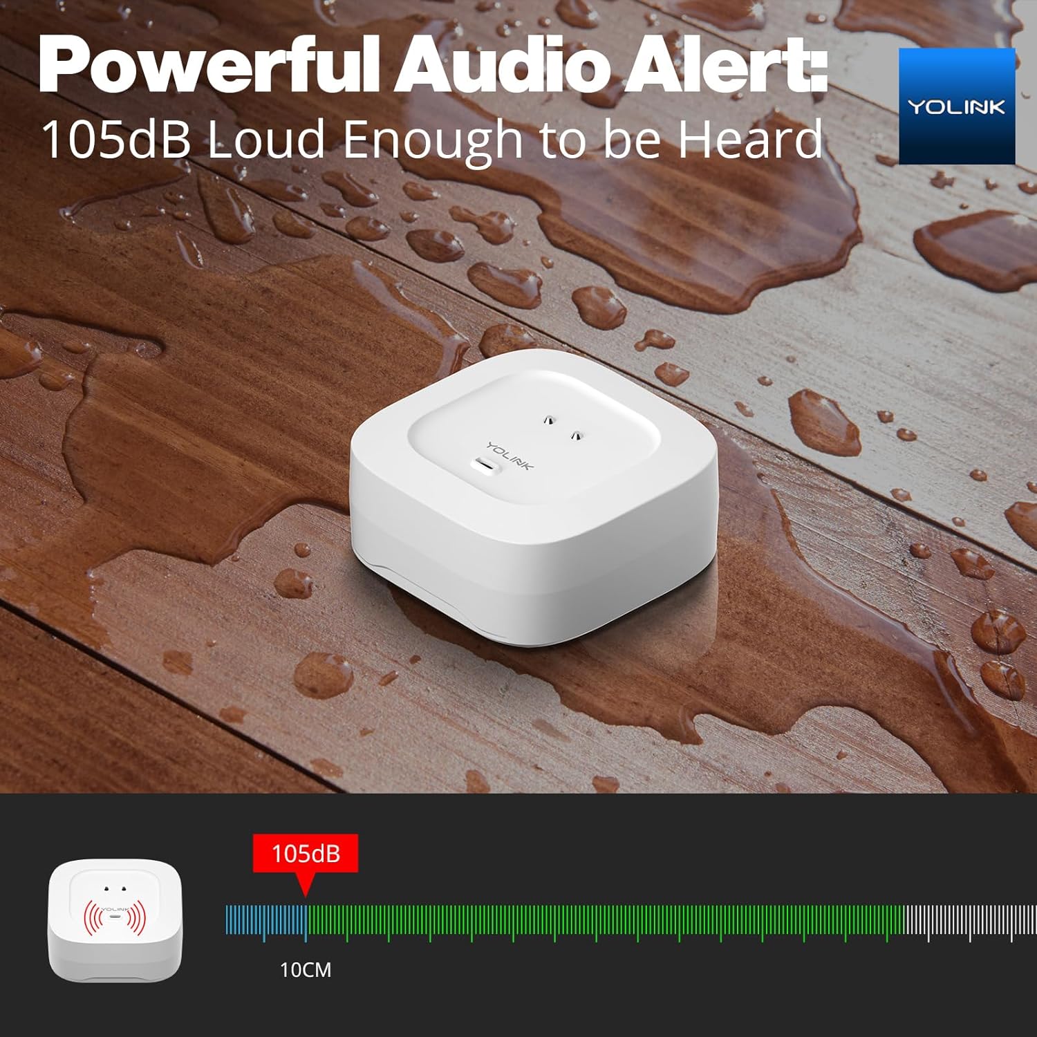 YoLink Smart Home Starter Kit: Hub & Water Leak Sensor 4 with 105dB Audio Alarm 3-Pack, SMS/Text, Email & Push Notifications, Freeze Warning, LoRa Up to 1/4 Mile Open-Air Range, w/Alexa, IFTTT