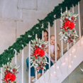 thumbnail image 4 of laqbezok Christmas Swag, Prelit Stairs Christmas Garland, Red Prelit Stairway Swag Trim, Christmas Wreaths for Front Door, Christmas Swags for Decorating Outdoor Home Decor, 4 of 14
