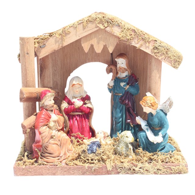 Belén navideño Decoración Resina Belén Casa Esculturas (A) Likrtyny Para estrenar