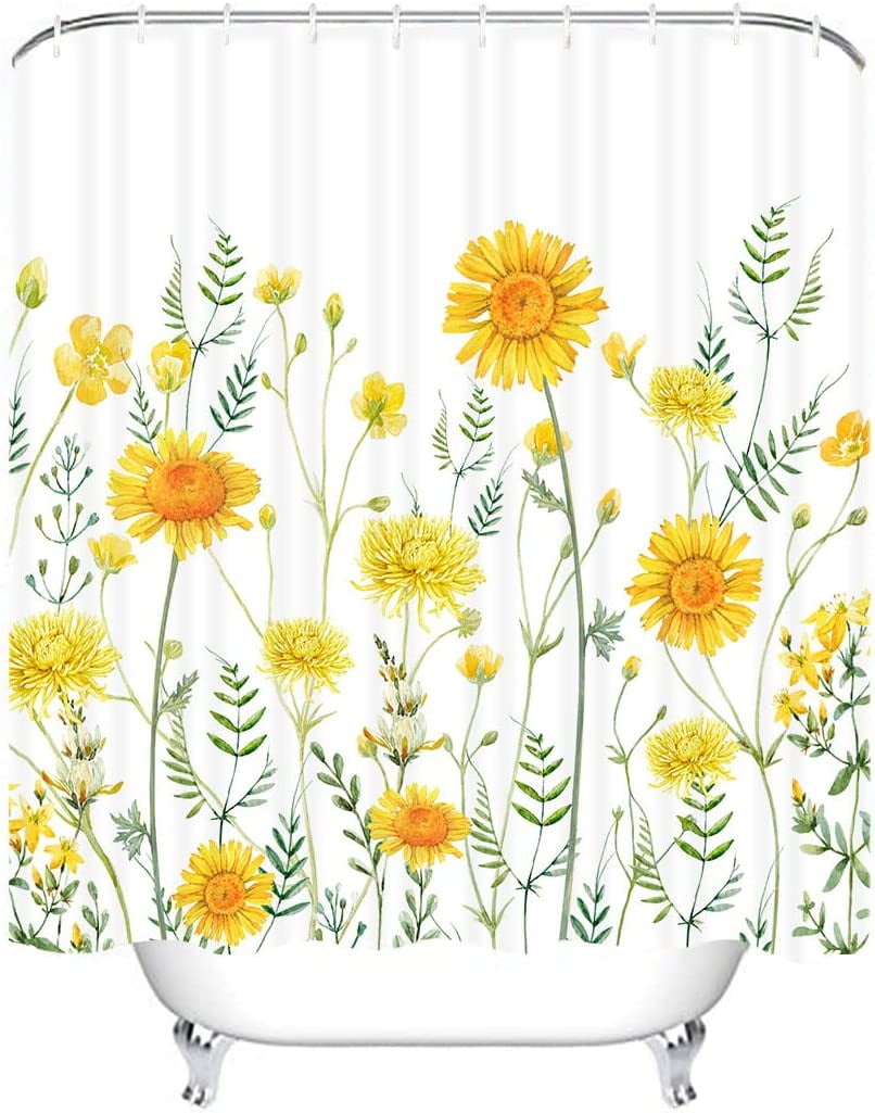 Yellow Floral Shower Curtain