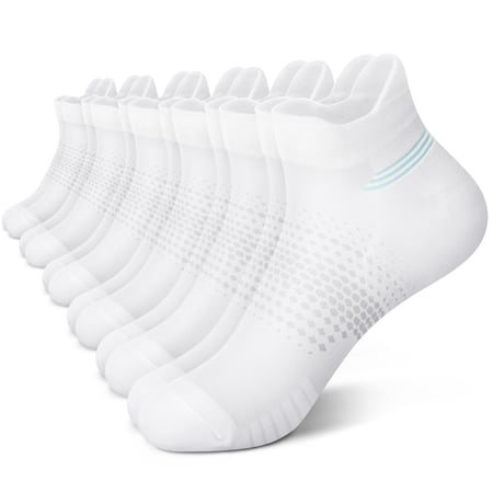 Meikd 6 Pairs Ankle Compression Socks for Women Running Socks with Heel Tab Cushioned Low Cut Athletic Socks