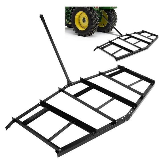 Drag 84" Width Tow Behind Drag Rake Driveway Grader Black Steel Powder Coated Pin-Style Hitch for ATV UTV Garden Lawn Tractors