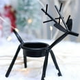 thumbnail image 4 of Paquete de 4 portavelas de Navidad de reno de hierro fundido, portavelas de té vintage negro, ramas de metal, decoración del hogar de mesa, 4 of 5