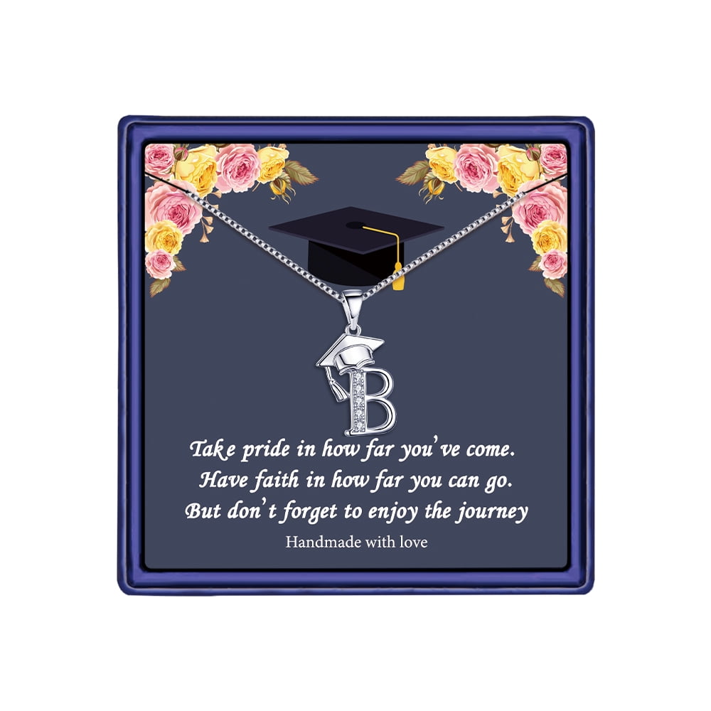 TINGN Graduation Gifts for Her 2023 Initial Necklaces Meaningful Cap Pendant Initial Graduation Friendship Gifts for Women