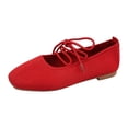 thumbnail image 4 of Rokment Knit Strappy Ballet Flat Dress Shoes for Women Spring Fall Casual Stretchy Square Toe Low Heels Slip on Mary Jane Loafers, 4 of 5