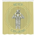 thumbnail image 3 of Explore Shower Curtain, Sketch Man in a Suit Looking Through Binoculars Never Stop Exploring Ornithology, Fabric Bathroom Set with Hooks, 69W X 84L Inches Extra Long, Multicolor, by Ambesonne, 3 of 3
