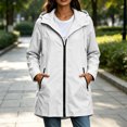 thumbnail image 6 of BRGZLK Long Rain Jacket for Women Zip Up Lightweight Waterproof Raincoat with Hood Outdoor Windbreaker Trench Coats with Pockets for Hiking Travel White S, 6 of 9