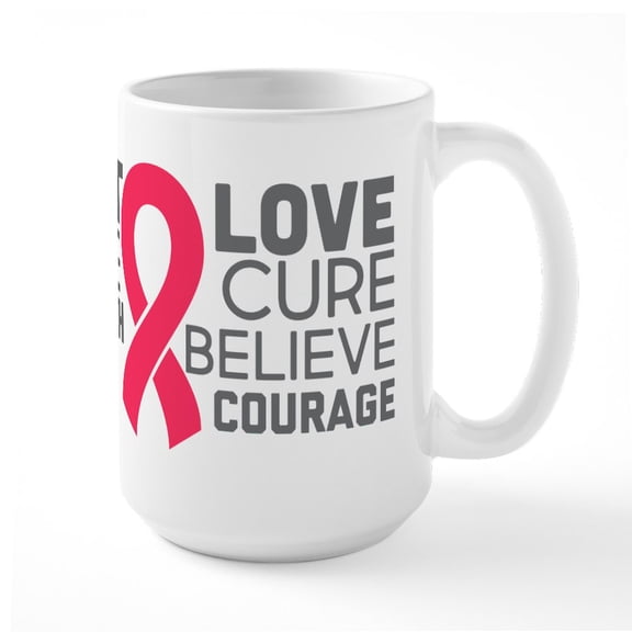CafePress - Fight Hope Strength Faith - 15 oz Ceramic Large White Novelty Mug
