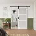 thumbnail image 2 of 36'' x 84'' 3-Piece Frosted Glass Sliding Barn Door – MDF & Solid Wood 3-Lite Interior Closet Door with Installation Hardware Kit, 2 of 8