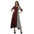 thumbnail image 1 of Moomaya Robe Midi à Manches Courtes en Viscose Imprimée pour Femmes, Taille à Cordon de Serrage, 1 of 4