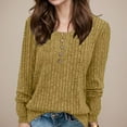 thumbnail image 2 of NINGMENG Womens Tops Solid Color Long Sleeve Tunic Crew Neck Sweaters Trendy Tops Pullover T-shirts Sportwear,Yellow,M, 2 of 5