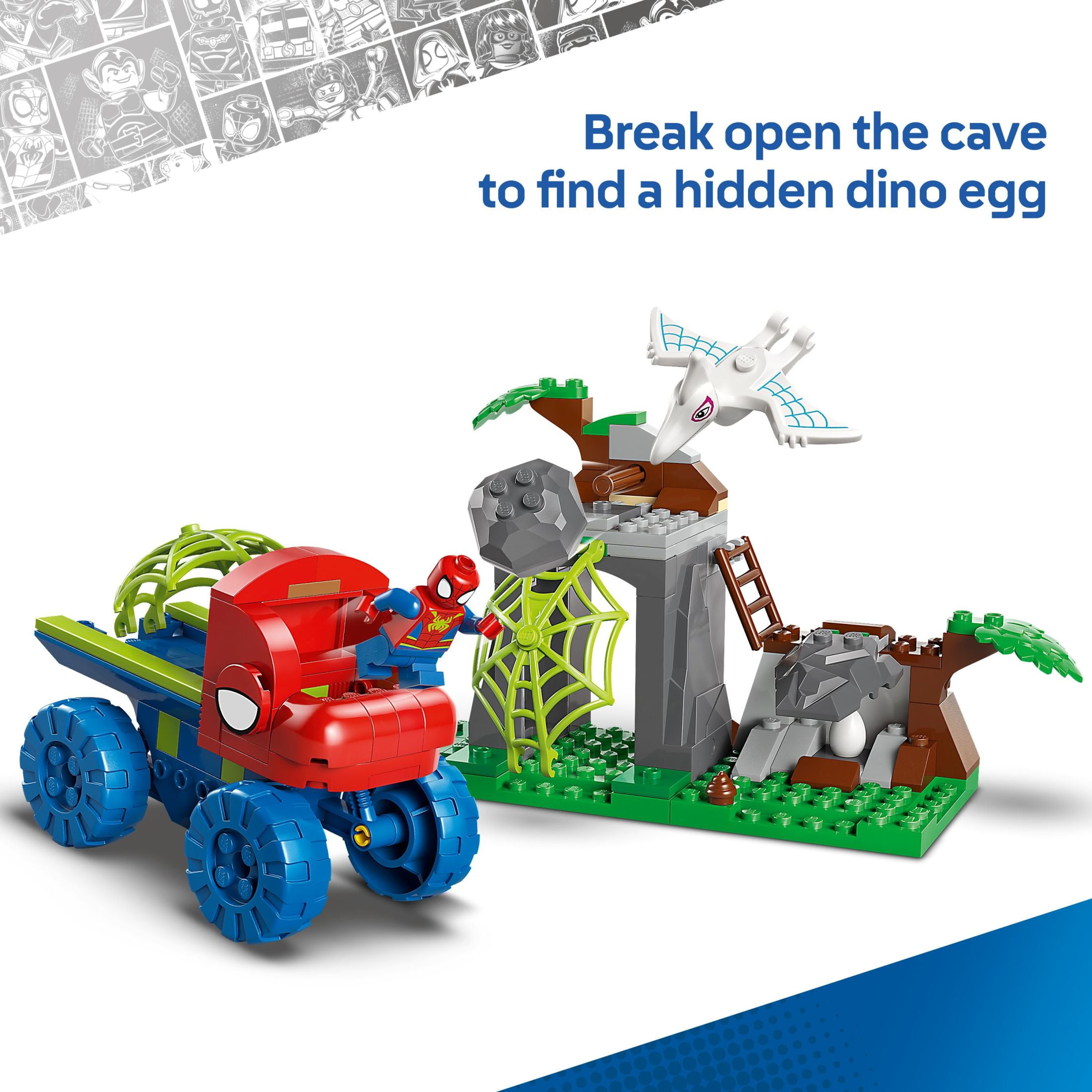 LEGO Marvel Spidey And His Amazing Friends Team Spidey Dino Crawler Rescue - Car and Adventure Preschool Building Toy for Kids, Boys and Girls, Ages 4+ - Gift Idea for Birthdays - 11199