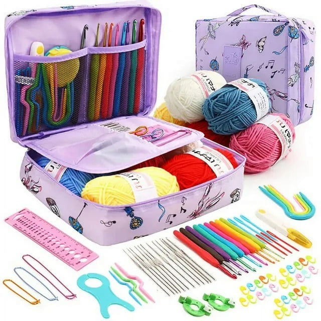 79pcs DIY Knitting Sewing Needles Tools Set Fit for Beginner Ergonomic Crochet Hook Wool Ball Weaving Tool Accessories