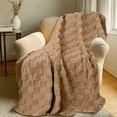thumbnail image 2 of JoyMoreHome Soft Cozy Throw Blanket for Couch Sofa Bed 27.56x39.37 Inch, Fluffy Reversible Thick Warm Fuzzy Blanket for All-Season, 3D Checkered Jacquard Decorative Blankets, 2 of 6
