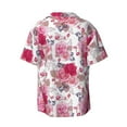 thumbnail image 5 of Uemuo Peonies And Roses Pattern Cotton Linen Short Sleeve Shirts,Casual Lightweight Button Down Shirts,Vacation Beach Summer Tops-4X-Large, 5 of 7